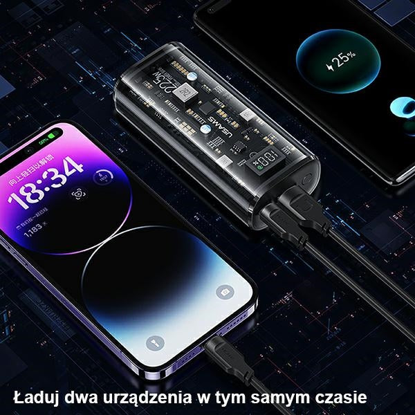 USAMS Powerbank PD Fast Charge Dual-Port, бял