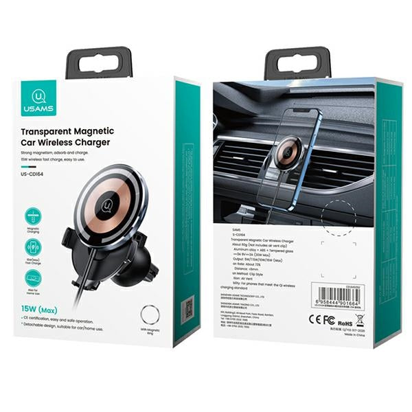 USAMS Uchwyt indukcyjny US-CD164 15W 2w1Magnetic до решетка вентилация, прозрачен CD164DZ02