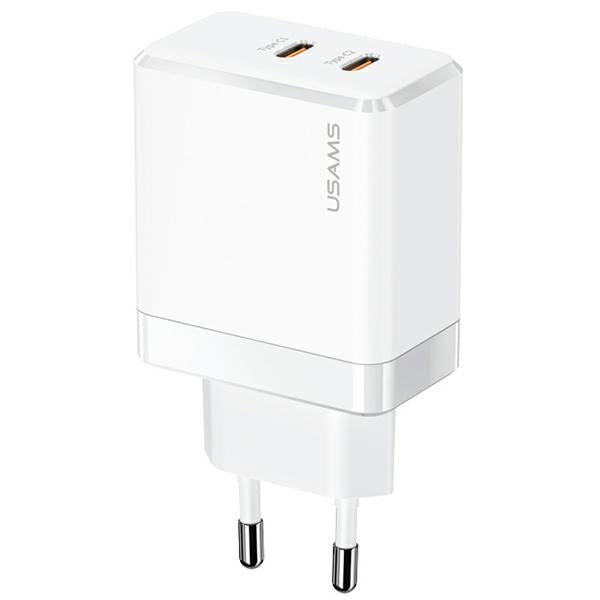 Зарядно USAMS T54 GaN 40W PD Fast Charging, бял