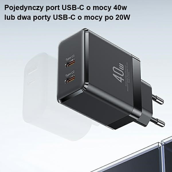 Зарядно USAMS T54 GaN 40W PD Fast Charging, бял