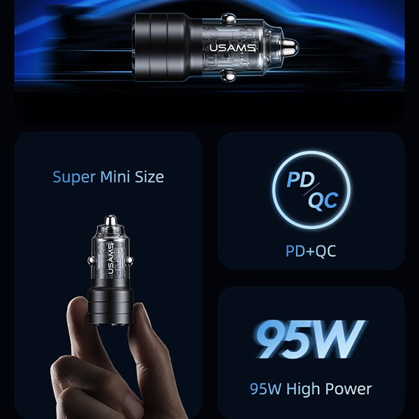 Автомобилно зарядно USAMS Ład. sam. C36 M3+M4 M0 Charge, черно