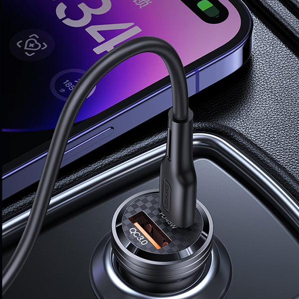 Автомобилно зарядно USAMS Ład. sam. C35 USB+USB-C 45WFast, черно (CC175CC01, US-CC175)