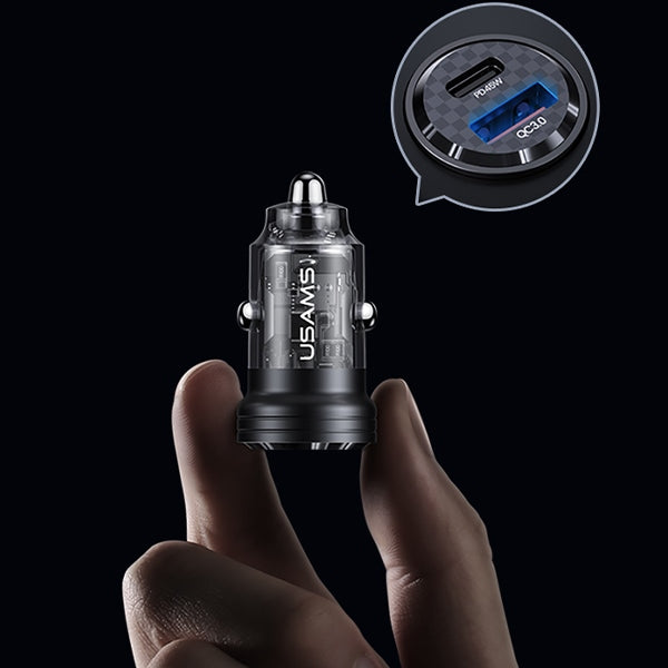 Автомобилно зарядно USAMS Ład. sam. C35 USB+USB-C 45WFast Charge, лилаво (US-CC175)