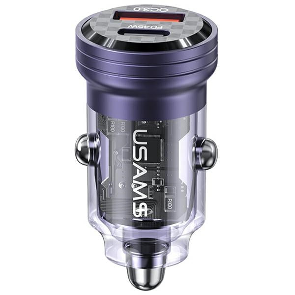 Автомобилно зарядно USAMS Ład. sam. C35 USB+USB-C 45WFast Charge, лилаво (US-CC175)