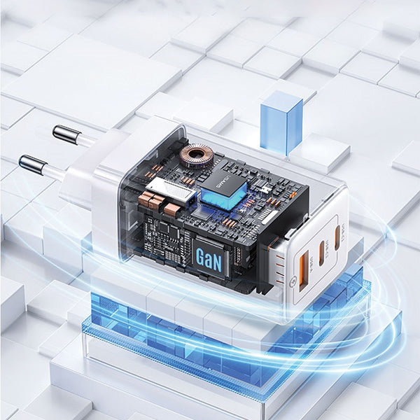 Зарядно USAMS 65W GaN PD3.0 + QC3.0 Fast Charging, бяло, Sandru Series