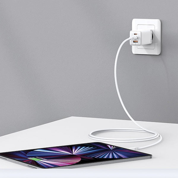 Зарядно USAMS 65W GaN PD3.0 + QC3.0 Fast Charging, бяло, Sandru Series