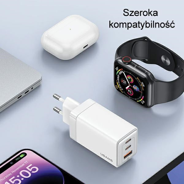 Зарядно USAMS Sandru Series 65W GaN PD3.0 +QC3.0 Fast Charging, лилав/градиент