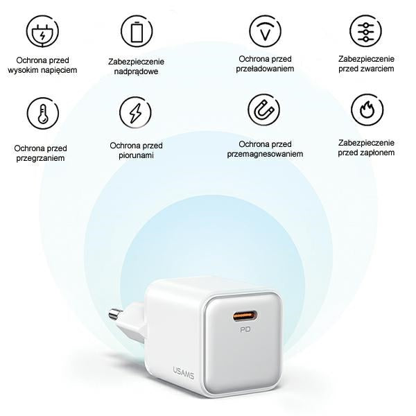 Зарядно USAMS 3A X-ron Series PD3.0 Fast Charging, лилаво