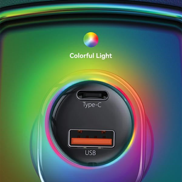 Автомобилно зарядно USAMS C37 60W с кабел Lightning 30W PD+QC Fast Charge, черно
