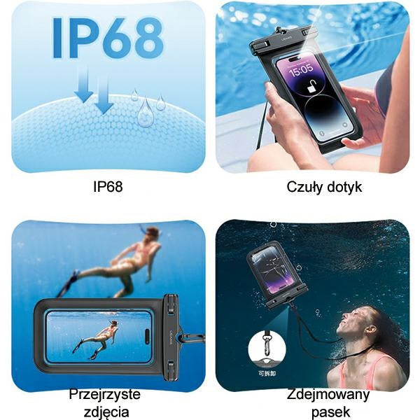Водоустойчив калъф USAMS за 6.7", IP68transparent FSD1203 (US-YD012)