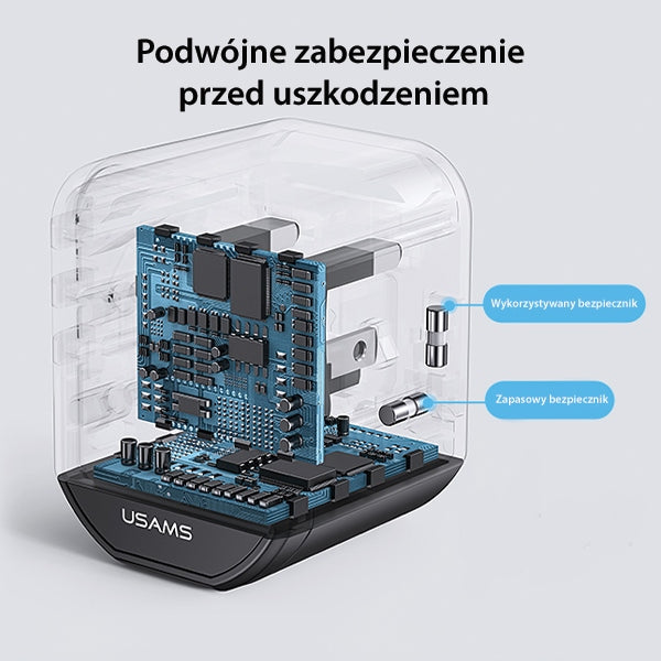 Зарядно USAMS T59 Universal Travel Charger US/AU/EU/UK, черно