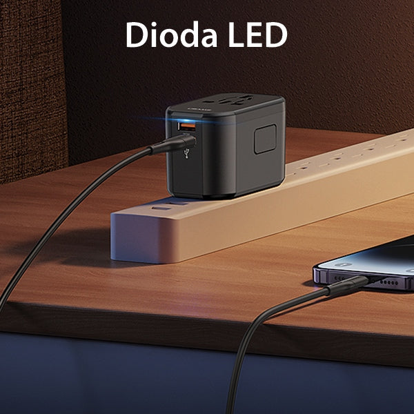 Зарядно USAMS T59 Universal Travel Charger US/AU/EU/UK, черно