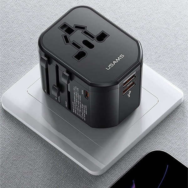 Зарядно USAMS T59 Universal Travel Charger US/AU/EU/UK, черно
