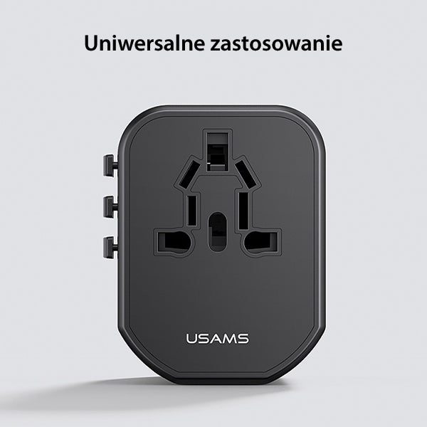 Зарядно USAMS T59 Universal Travel Charger US/AU/EU/UK, черно