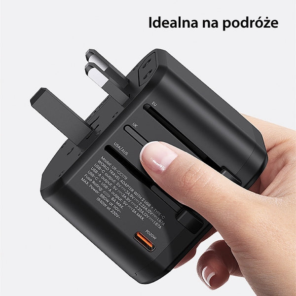Зарядно USAMS T59 Universal Travel Charger US/AU/EU/UK, черно