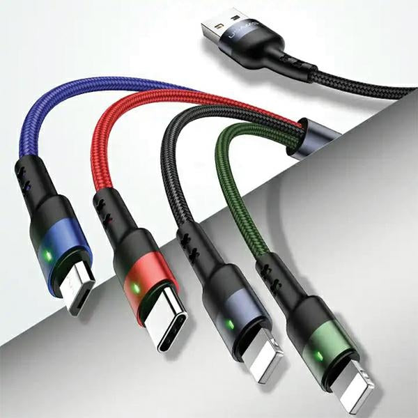 USAMS кабел плетен U26 4в1 1.2м Charge USB-C/microUSB