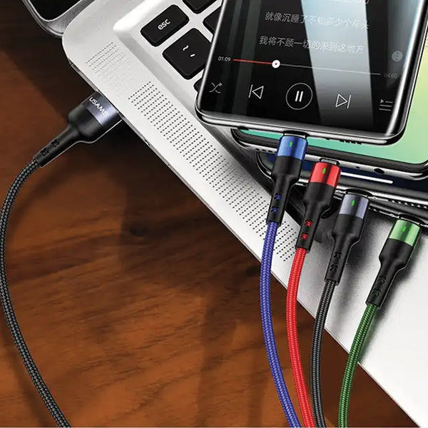USAMS кабел плетен U26 4в1 1.2м Charge USB-C/microUSB