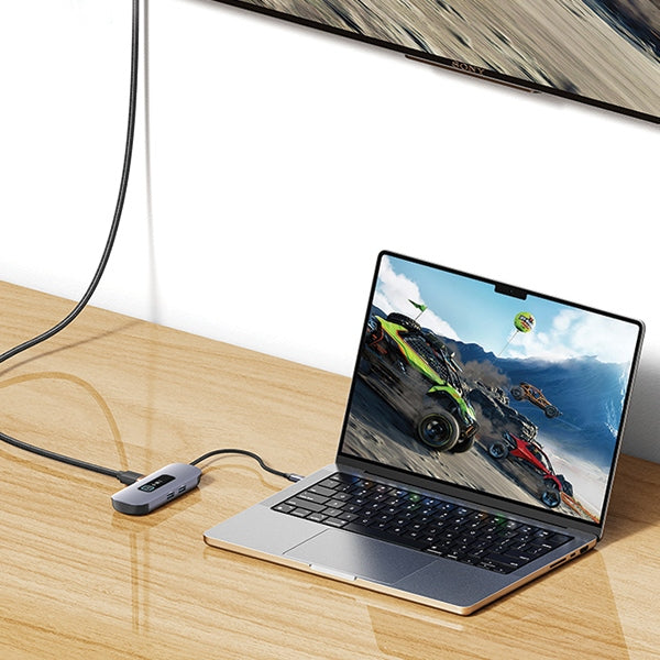 USAMS Adapter HUB 6в1 USB 3.0/USB-C/SD/USB-A/HDMI, сив