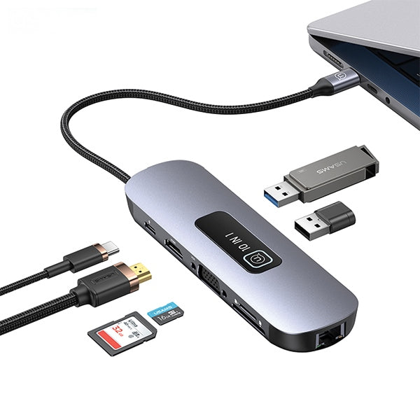 USAMS адаптер HUB 3.0/SD, сив