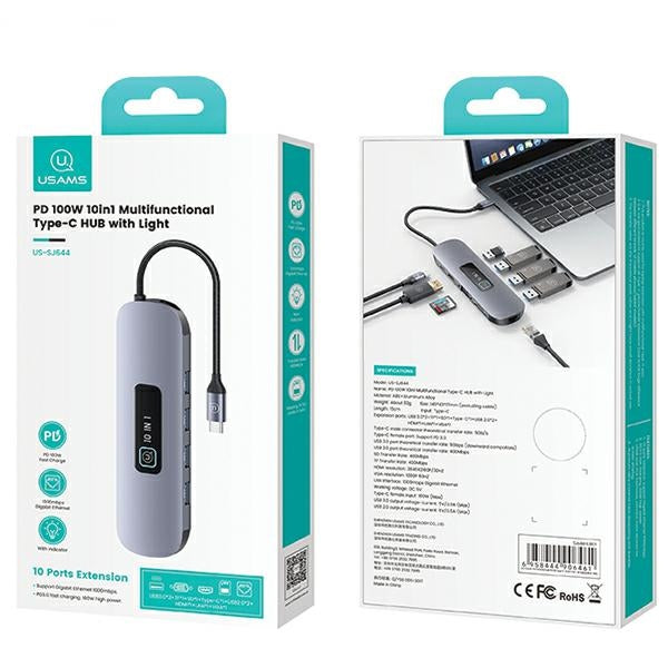 USAMS адаптер HUB 3.0/SD, сив