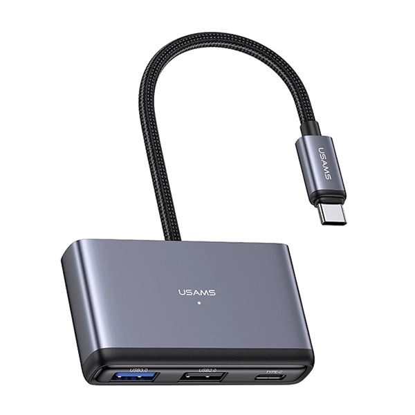 USAMS адаптер HUB 5в1 2.0/3.0/SD, сив