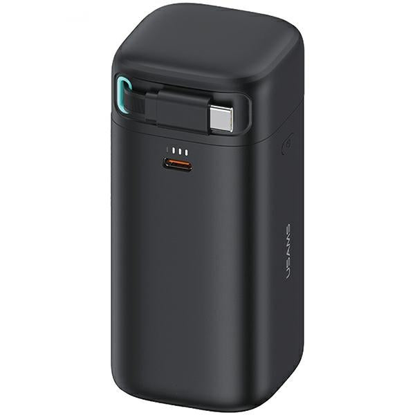 USAMS Powerbank 18000 mAh със свиващ се кабел Fast Charge XMF Series, черен