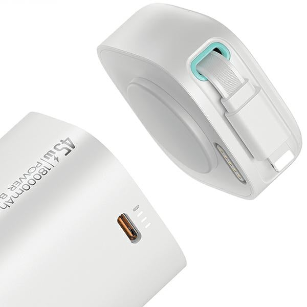 USAMS Powerbank със сгъваем Lightning кабел Retractable 18000 mAh Fast Charge XMF Series, черен