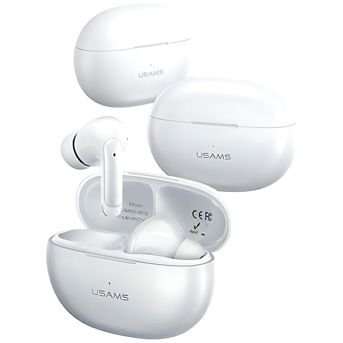 USAMS Слушалки Bluetooth 5.3 TWSX-Don Series Dual mic ENC безжични, бели