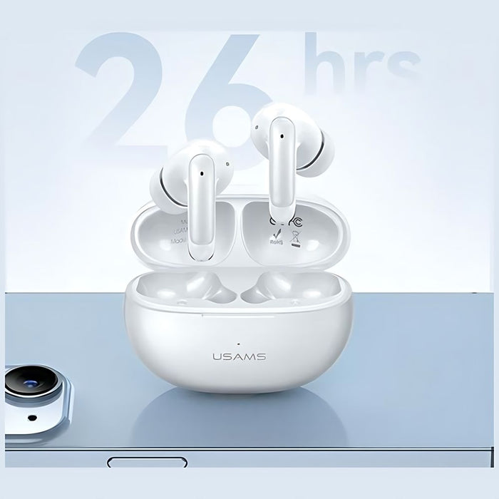 USAMS Слушалки Bluetooth 5.3 TWSX-Don Series Dual mic ENC безжични, бели
