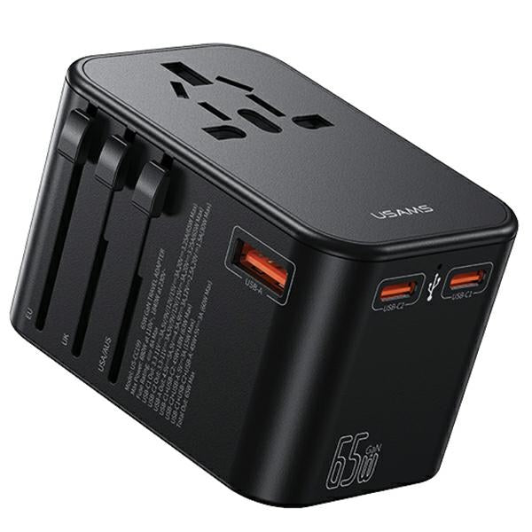 Зарядно USAMS T62 Universal Travel Charger US/AU/EU/UK, черно