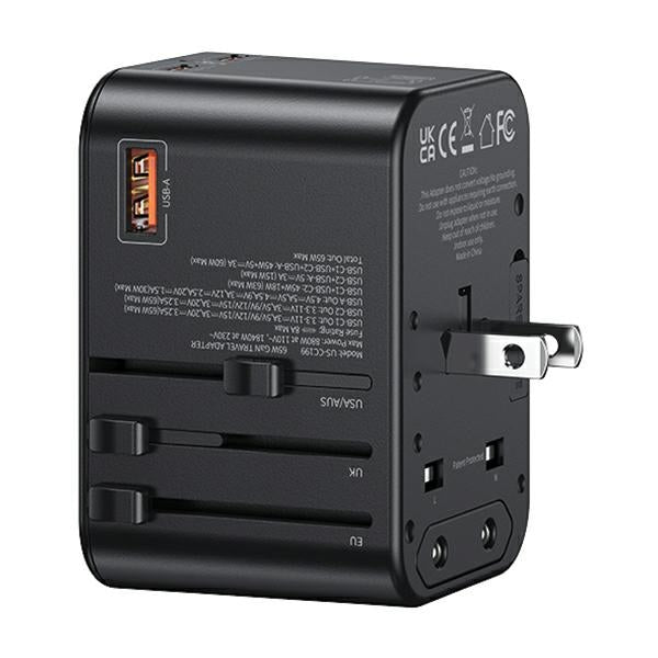 Зарядно USAMS T62 Universal Travel Charger US/AU/EU/UK, черно