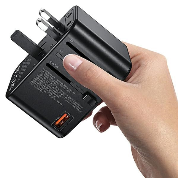 Зарядно USAMS T62 Universal Travel Charger US/AU/EU/UK, черно