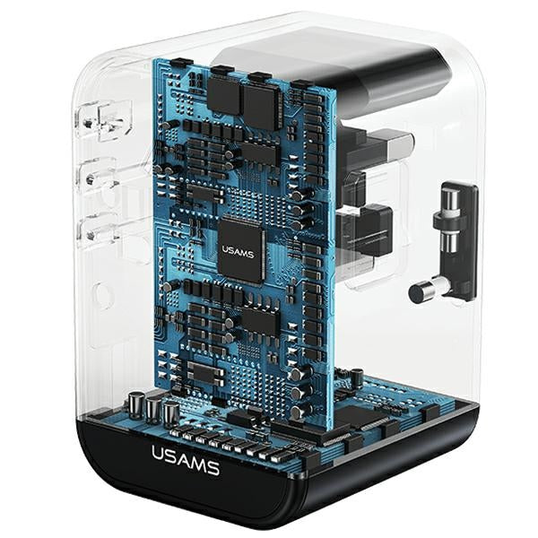 Зарядно USAMS T62 Universal Travel Charger US/AU/EU/UK, черно