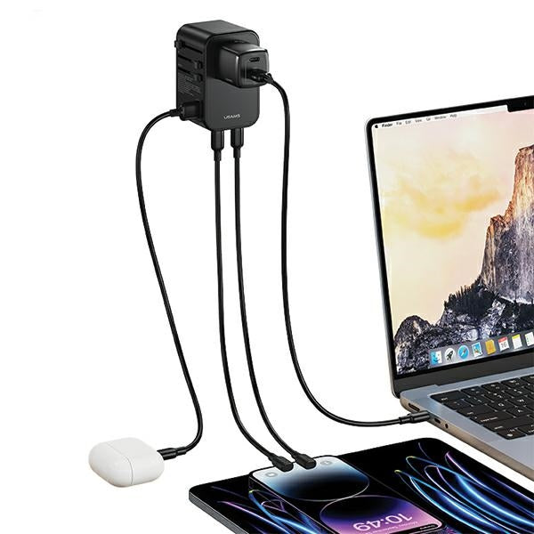 Зарядно USAMS T62 Universal Travel Charger US/AU/EU/UK, черно
