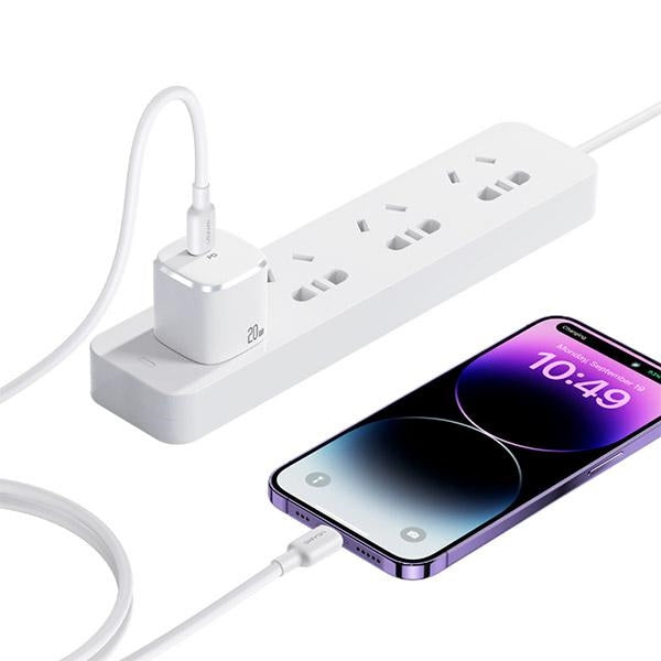 Зарядно USAMS Fast Charging YX Series с кабел Lightning, бяло