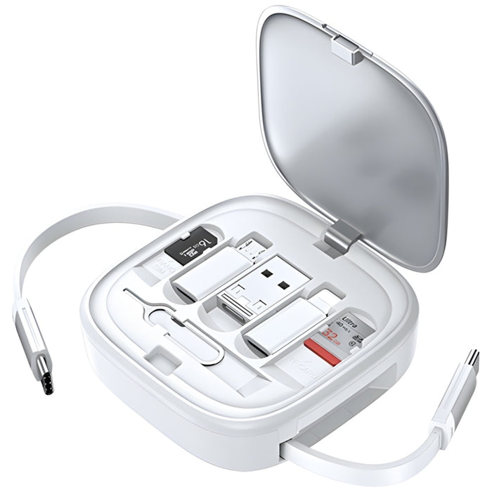 Кабел USAMS разтегаем 3в1 MicroUSB/USB-C/Lightning 60W, сребърен