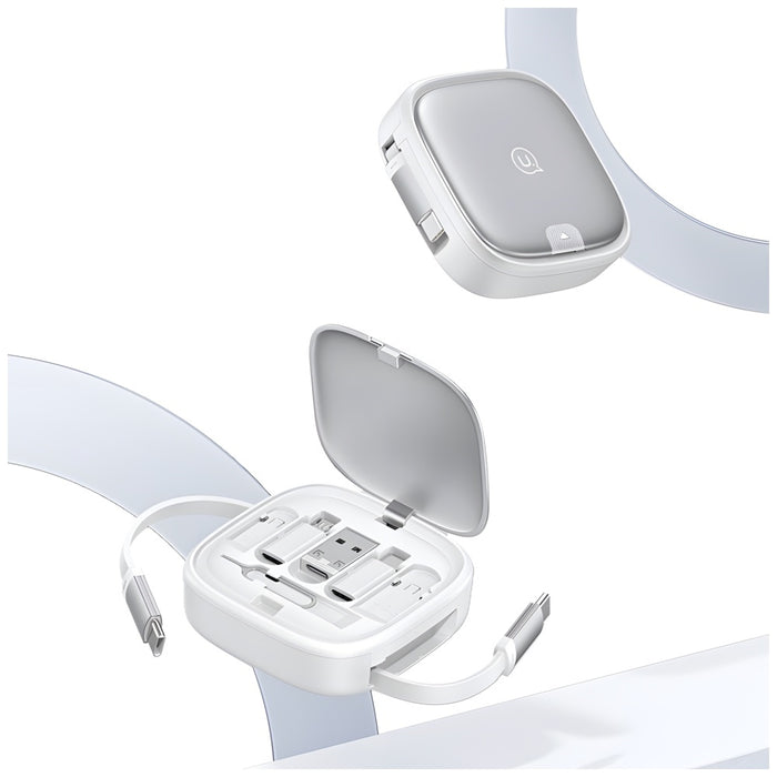 Кабел USAMS разтегаем 3в1 MicroUSB/USB-C/Lightning 60W, сребърен