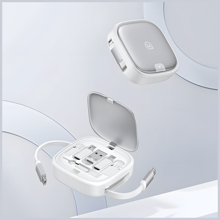 Кабел USAMS разтегаем 3в1 MicroUSB/USB-C/Lightning 60W, сребърен