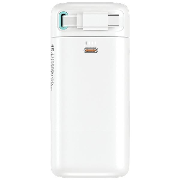 USAMS Powerbank с изтегляем кабел USB-CRetractable 18000 mAh Fast Charge XMF Series, бял