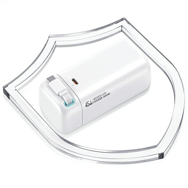 USAMS Powerbank с изтегляем кабел USB-CRetractable 18000 mAh Fast Charge XMF Series, бял