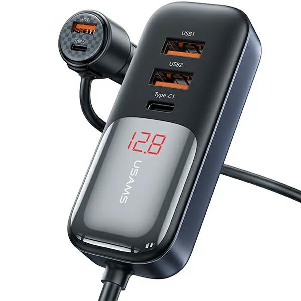 Автомобилно зарядно USAMS C40 с QC Fast Charge, черно