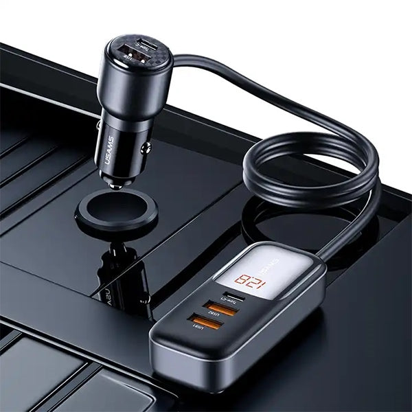 Автомобилно зарядно USAMS C40 с QC Fast Charge, черно