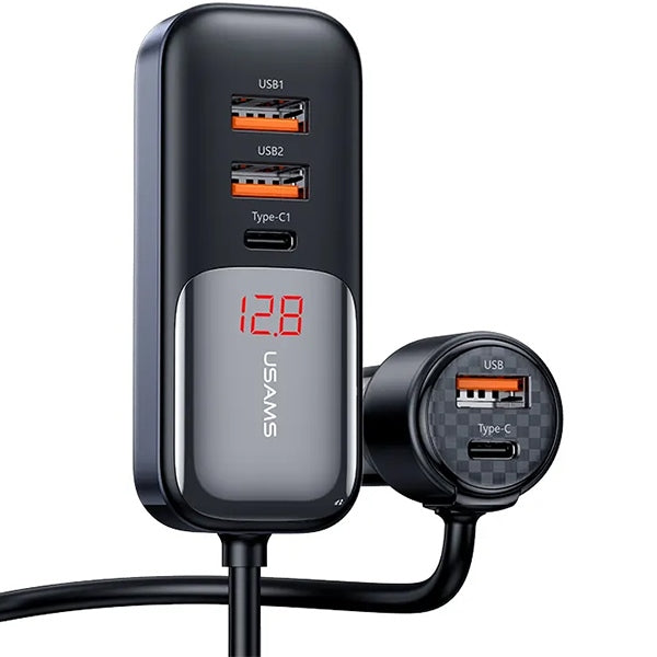 Автомобилно зарядно USAMS C40 с QC Fast Charge, черно