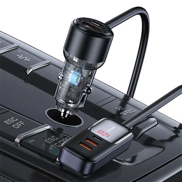 Автомобилно зарядно USAMS C40 с QC Fast Charge, черно