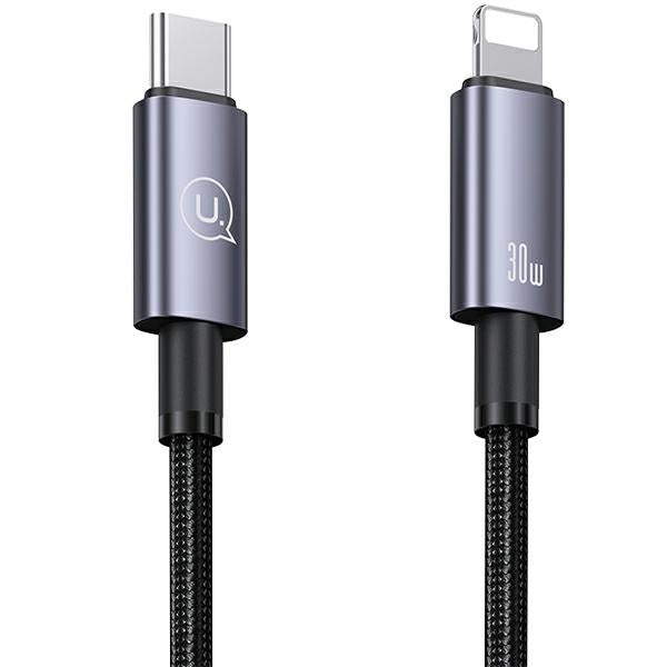 Кабел USAMS за Lightning, 30W, 0,25mFast, сталева/темна покритие, SJ679USB01 (US-SJ679)
