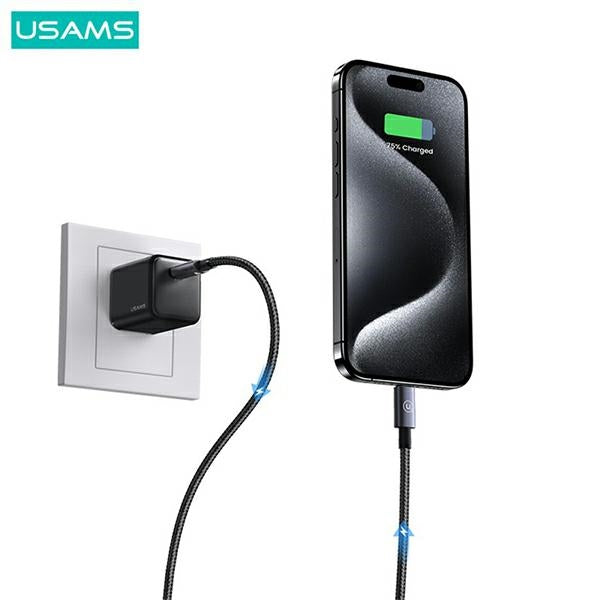 Кабел USAMS за Lightning, 30W, 0,25mFast, сталева/темна покритие, SJ679USB01 (US-SJ679)