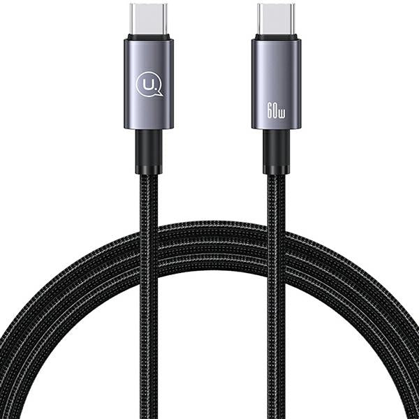 Кабел USAMS USB-C към USB-C 60W 1,2mFastм, стален/потускал SJ661USB01 (US-SJ661)
