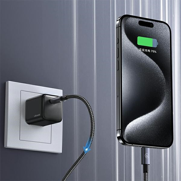 Кабел USAMS USB-C към USB-C 60W 1,2mFastм, стален/потускал SJ661USB01 (US-SJ661)