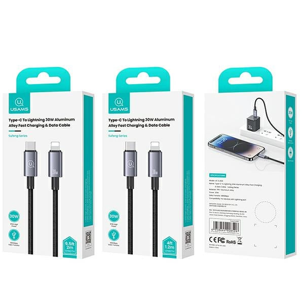 Кабел USAMS за Lightning 30W 1 м, сив — сравнение на цена/качество