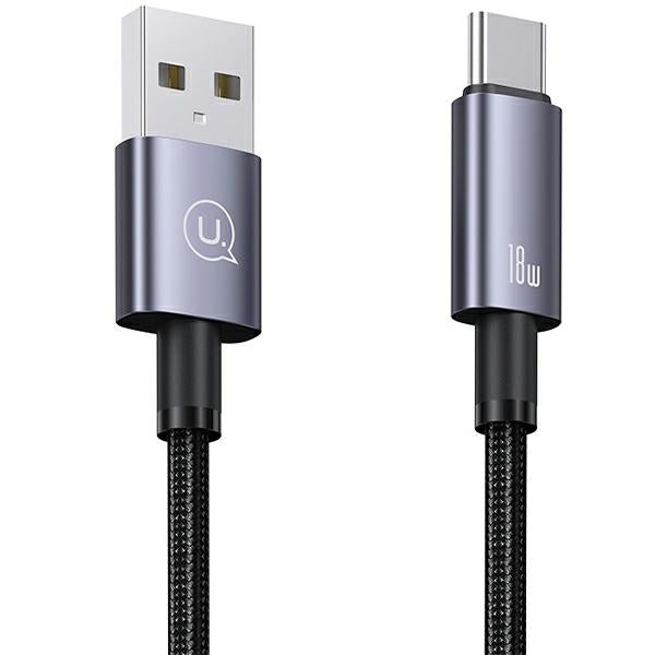 USAMS кабел USB на USB-C 3A 1,2mFast за зареждане, стален/патиниран SJ663USB01 (US-SJ663)